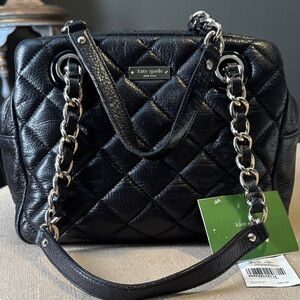 Kate Spade Black Quilted Satchel with Chain Straps